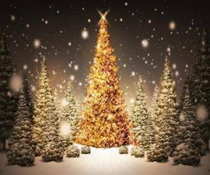 yapboz Büyük altın Noel ağacı